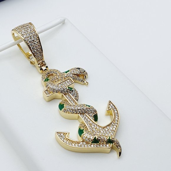 "14K Gold Plated Cubic Zircon Pendant,  EVBRS658 - Picture 7 of 10